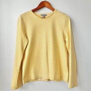 COS | WOMEN’S ROUND NECK LONGSLEEVE BOXY YELLOW/WHITE THIN STRIPES COTTON SHIRT